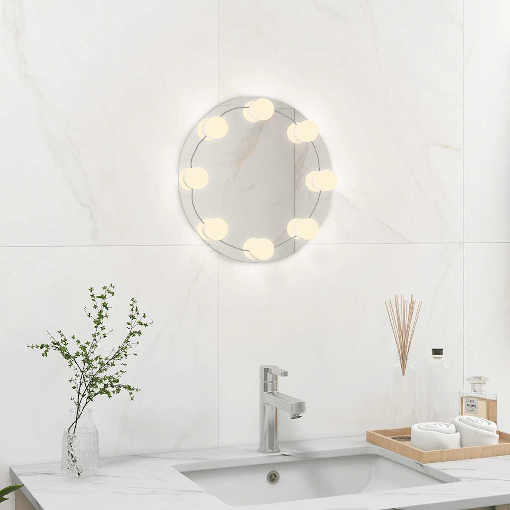Espejo De Pared Con Luces Led Redondo De Vidrio