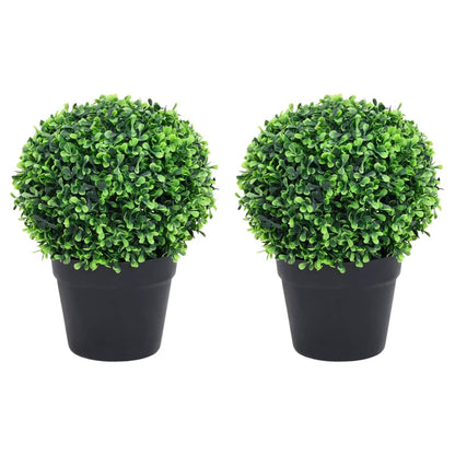 Plantas De Boj Artificial 2 Uds Forma Bola Maceta Verde 37 Cm