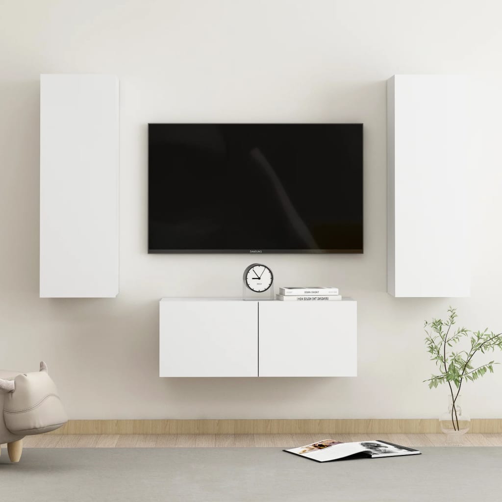 Conjunto De Mueble De Tv 3 Pcs Madera De Ingeniería