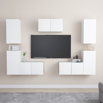Conjunto De Mueble De Tv 7 Pcs Madera De Ingeniería