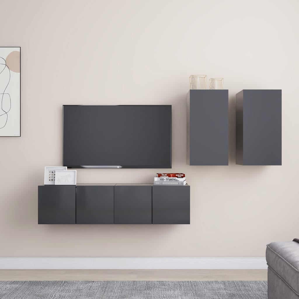 Conjunto De Mueble De Tv Madera De Ingeniería