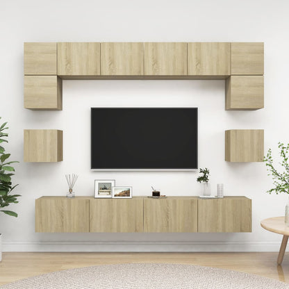 Conjunto De Mueble De Tv 8 Pcs Roble Artesanal