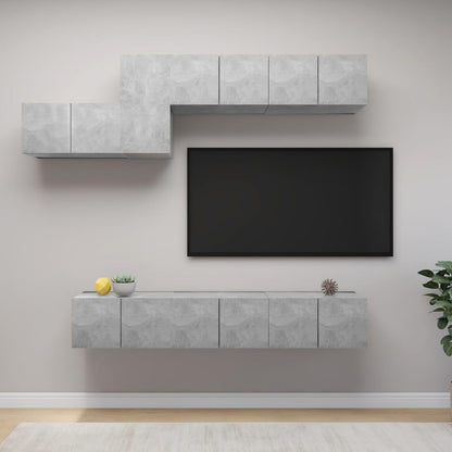 Conjunto De Mueble De Tv 7 Pcs Madera De Ingeniería
