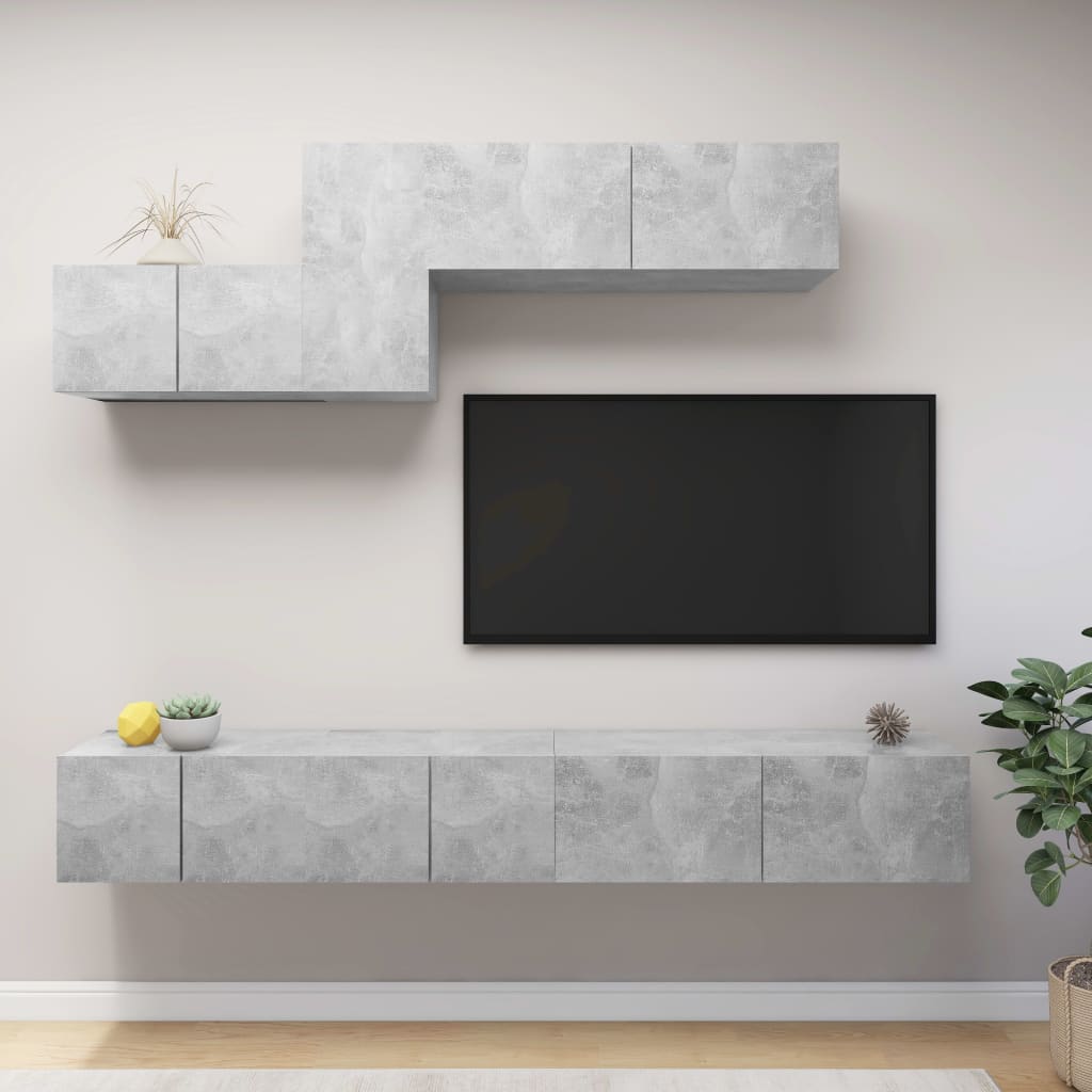 Conjunto De Mueble De Tv 7 Pcs Madera De Ingeniería