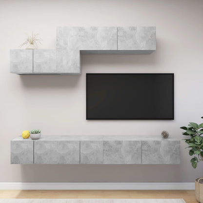 Conjunto De Mueble De Tv 7 Pcs Madera De Ingeniería
