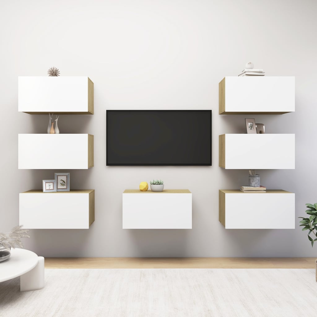 Conjunto De Mueble De Tv 7 Pcs 30,5 X 30 X 60 Cm