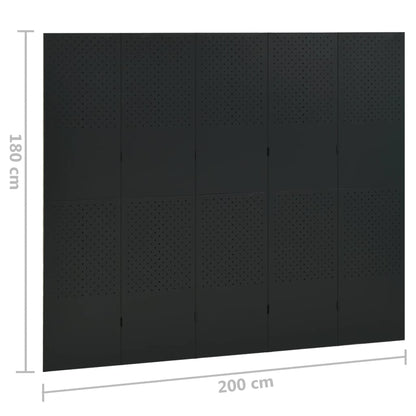 Biombo Divisor De 5 Paneles Acero
