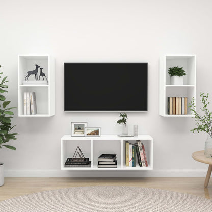 Conjunto De Mueble De Tv 3 Pcs Madera Contrachapada