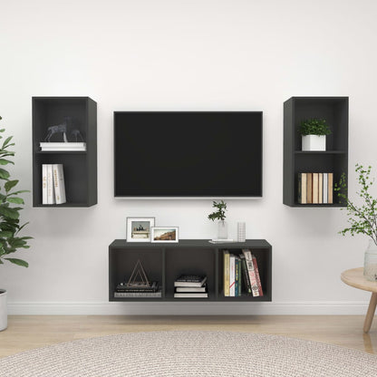 Conjunto De Mueble De Tv 3 Pcs Madera Contrachapada