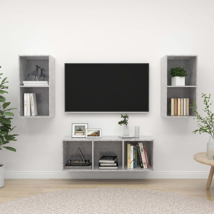 Conjunto De Mueble De Tv 3 Pcs Madera Contrachapada