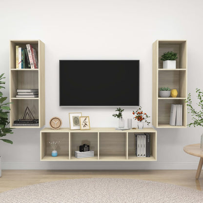 Conjunto De Mueble De Tv 3 Pcs Roble Artesanal