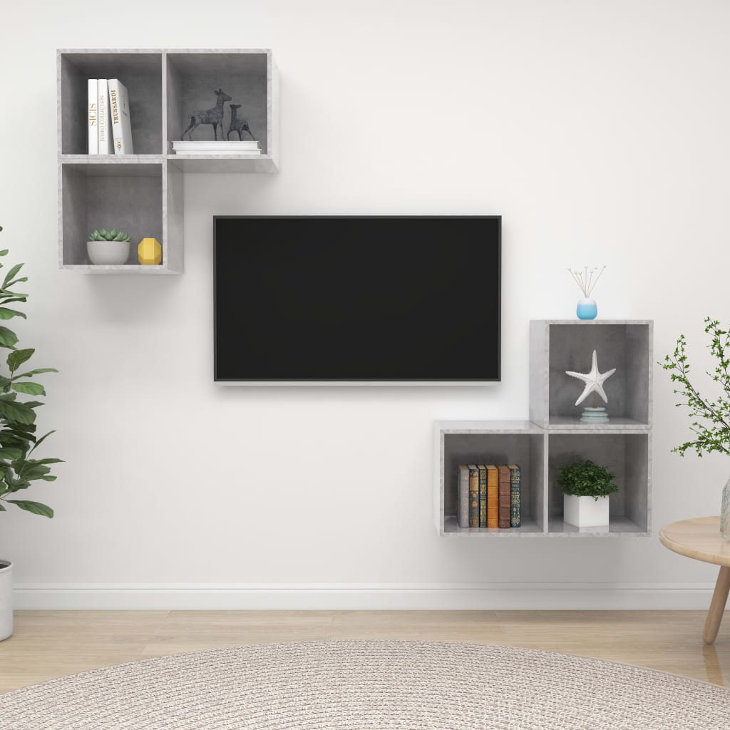 Conjunto De Mueble De Tv 4 Pcs Roble Artesanal
