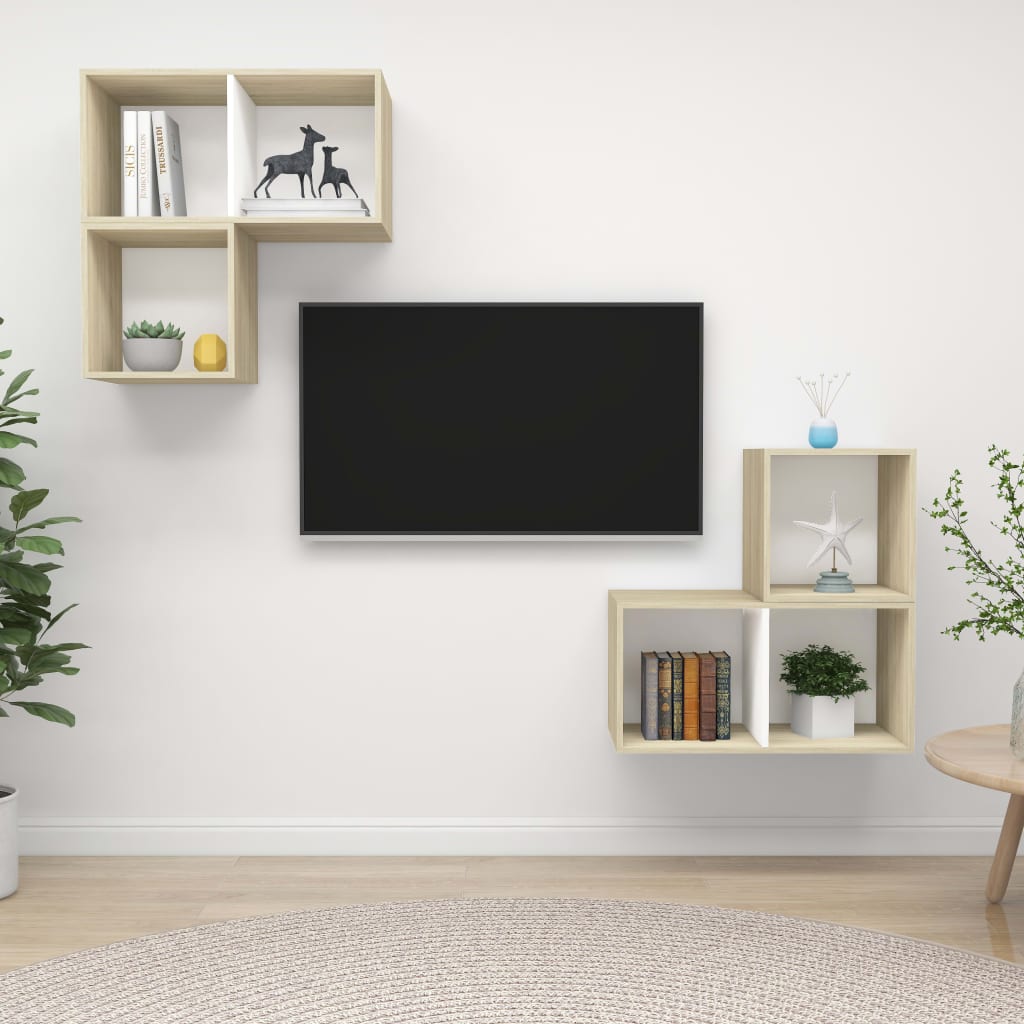 Conjunto De Mueble De Tv 4 Pcs Roble Artesanal
