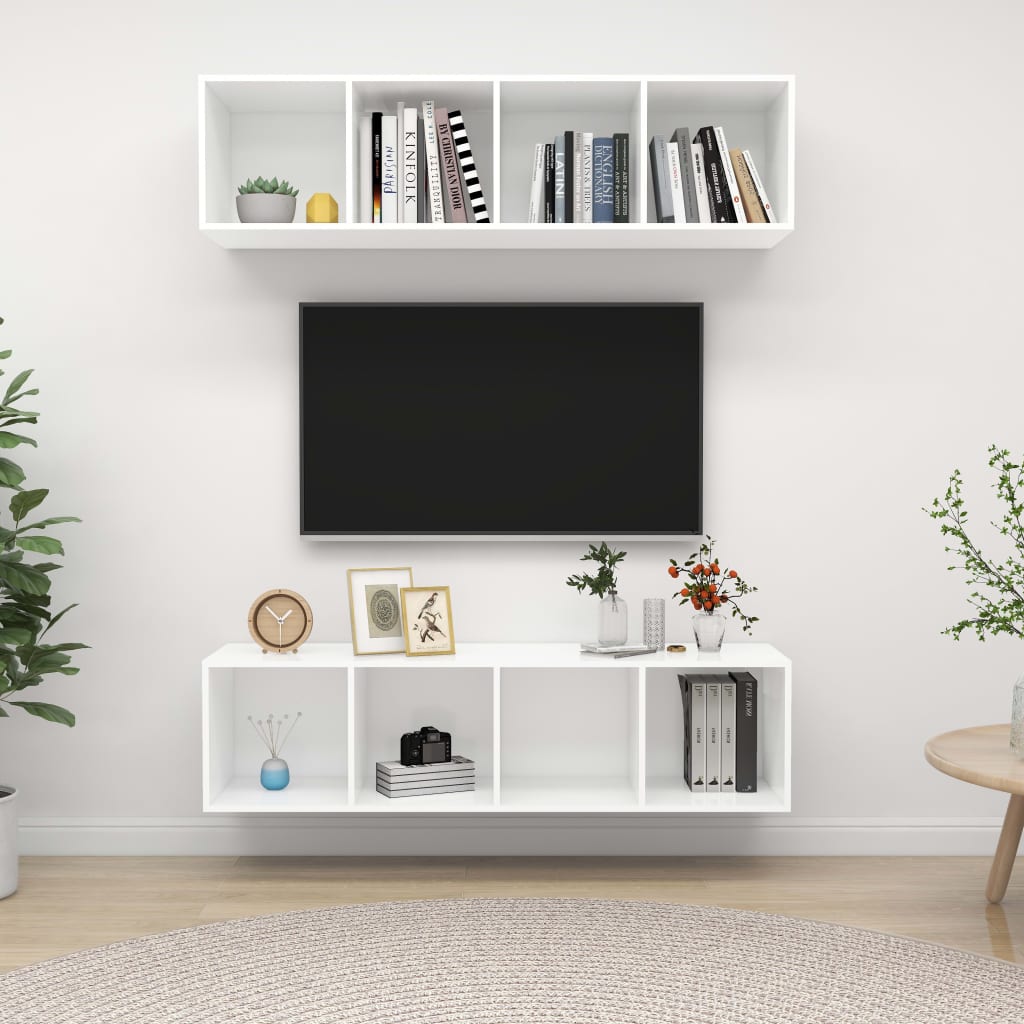 Conjunto De Mueble De Tv 2 Pcs 37 X 37 X 142,5 Cm