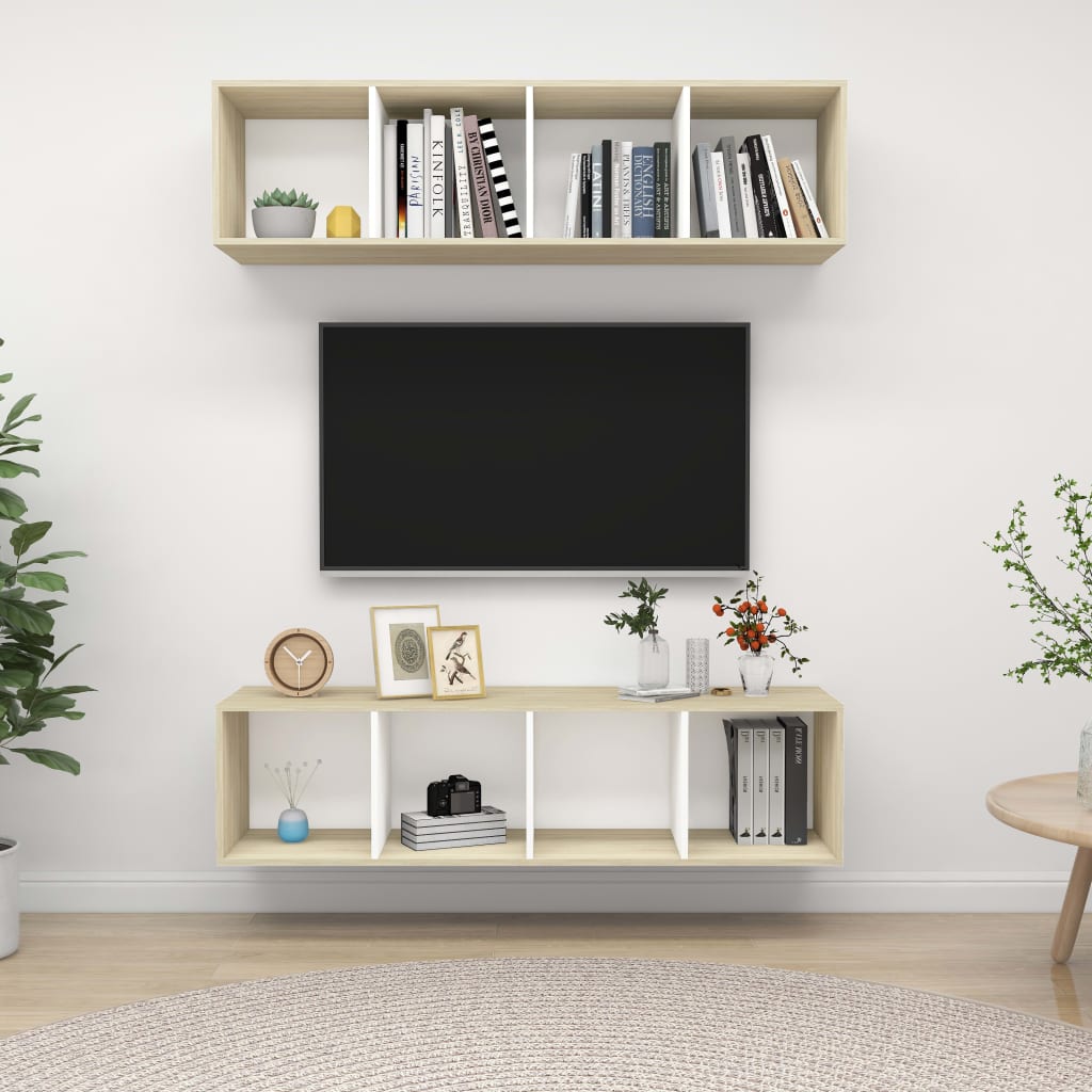 Conjunto De Mueble De Tv 2 Pcs 37 X 37 X 142,5 Cm