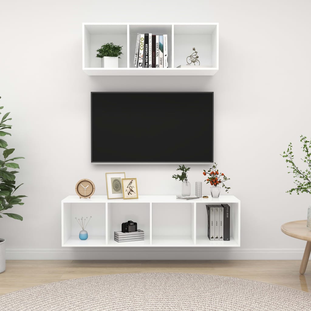 Conjunto De Mueble De Tv 2 Pcs Madera Contrachapada