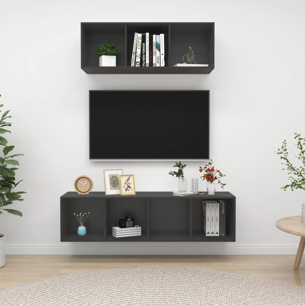 Conjunto De Mueble De Tv 2 Pcs Madera Contrachapada