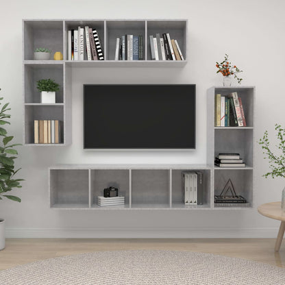 Conjunto De Mueble De Tv 4 Pcs Madera De Ingeniería