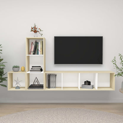 Conjunto De Mueble De Tv 3 Pcs Roble Artesanal
