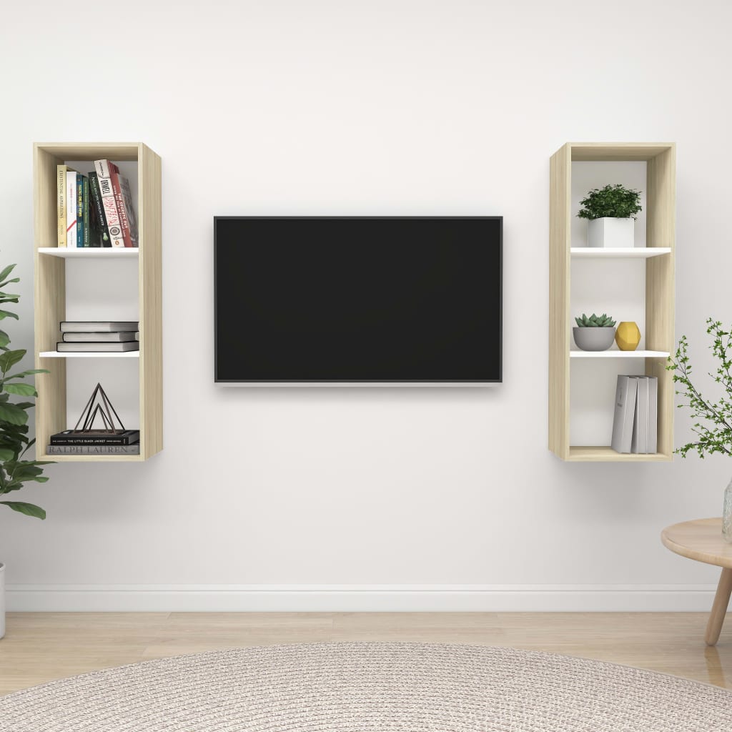 Conjunto De Mueble De Tv 2 Pcs 37 X 37 X 107 Cm