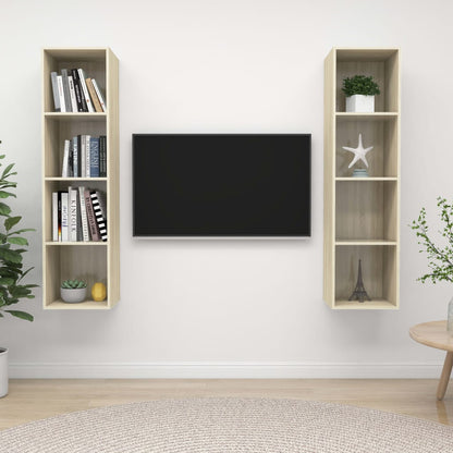 Conjunto De Mueble De Tv 2 Pcs Marrón 37 X 37 X 142,5 Cm