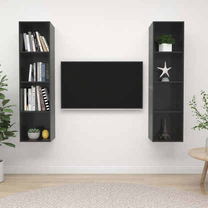 Conjunto De Mueble De Tv 2 Pcs Marrón 37 X 37 X 142,5 Cm