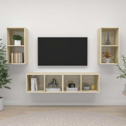 Conjunto De Mueble De Tv 4 Pcs Roble Artesanal 37 X 37 X 72 Cm