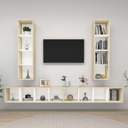 Conjunto De Mueble De Tv 4 Pcs Marrón 37 X 37 X 142,5 Cm