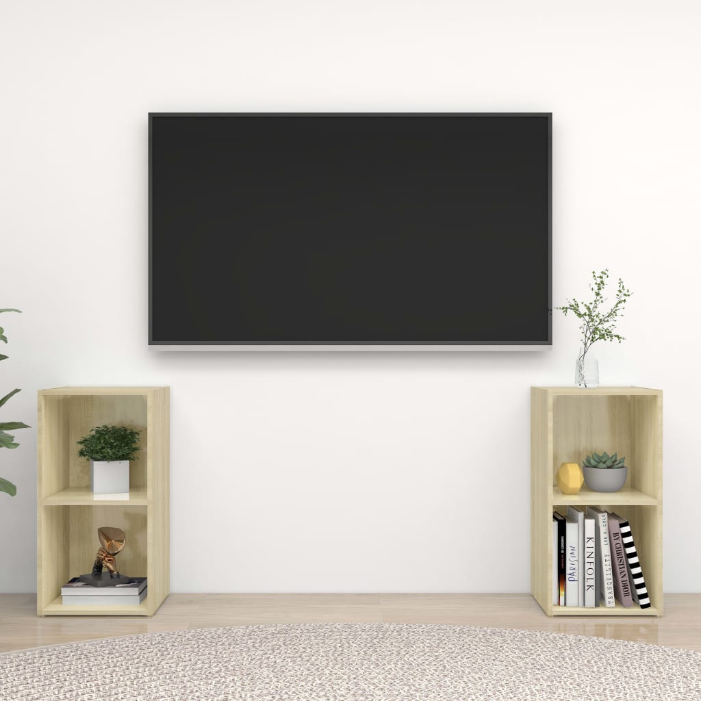 Conjunto De Mueble De Tv 2 Pcs Roble Artesanal 37 X 35 X