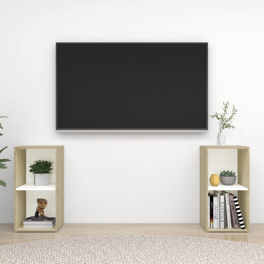 Conjunto De Mueble De Tv 2 Pcs Roble Artesanal 37 X 35 X