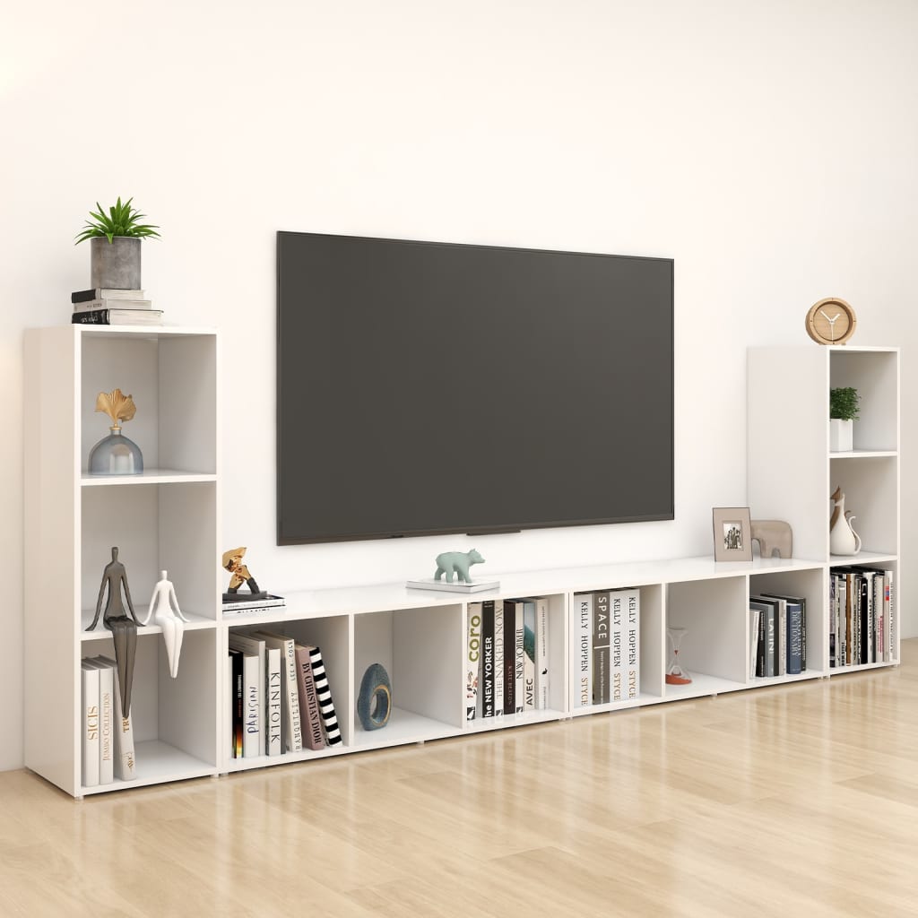 Conjunto De Mueble De Tv 4 Pcs 37 X 35 X 107 Cm