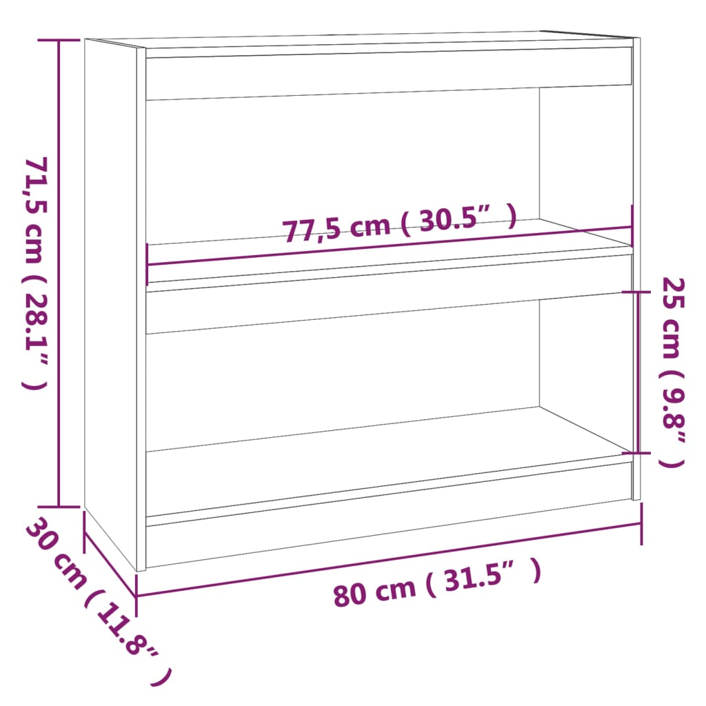 Estantería/Divisor De Espacios Madera Pino 80X30X71,5 Cm