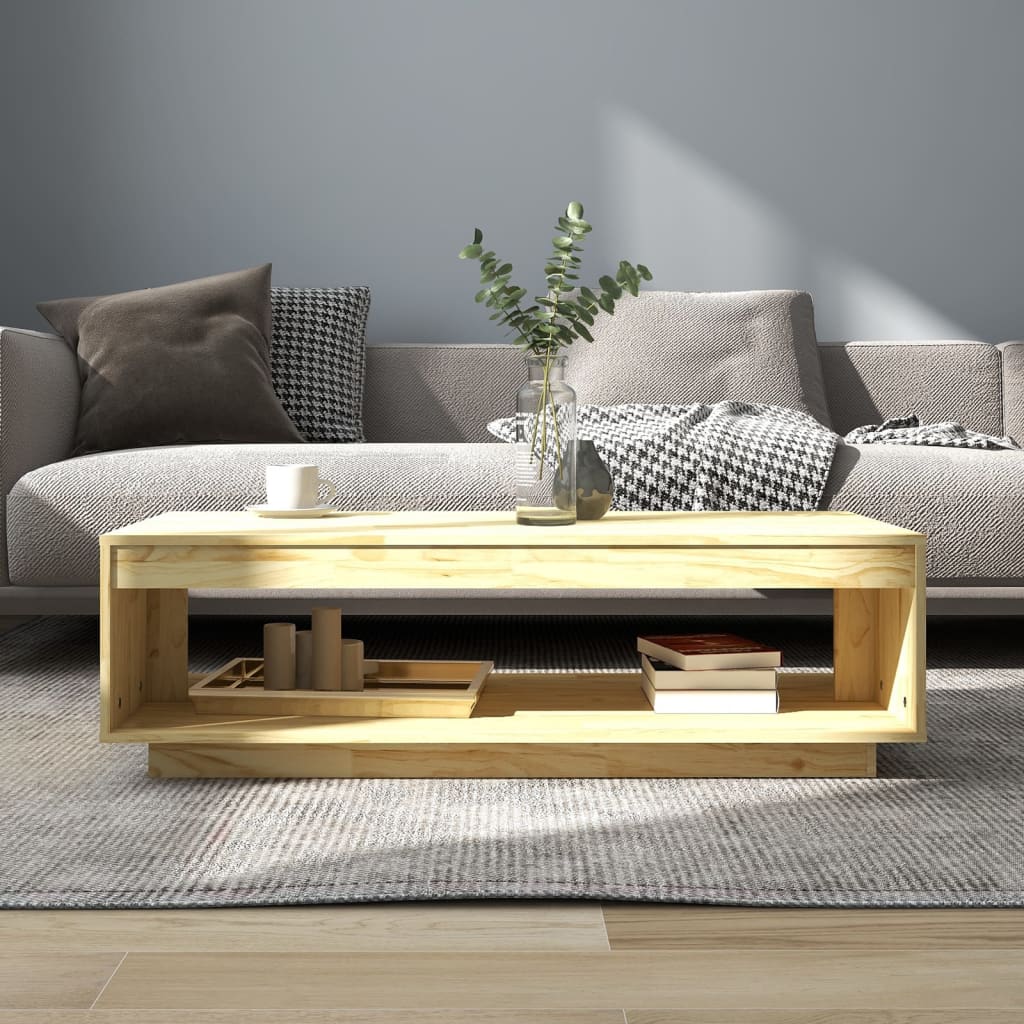 Mesa De Centro De Madera Maciza De Pino 110X50X33,5 Cm
