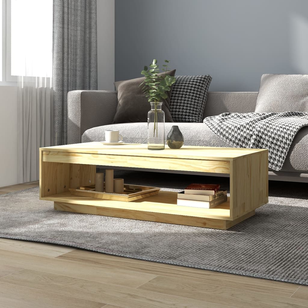 Mesa De Centro De Madera Maciza De Pino 110X50X33,5 Cm