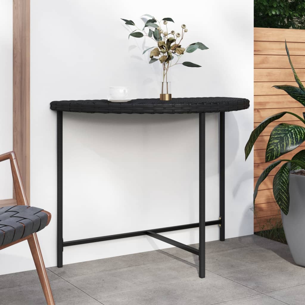 Mesa De Jardín De Ratán Sintético Negra