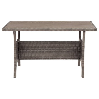 Mesa De Jardín Ratán Sintético Gris 120X70X66 Cm