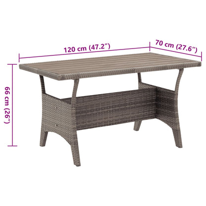 Mesa De Jardín Ratán Sintético Gris 120X70X66 Cm
