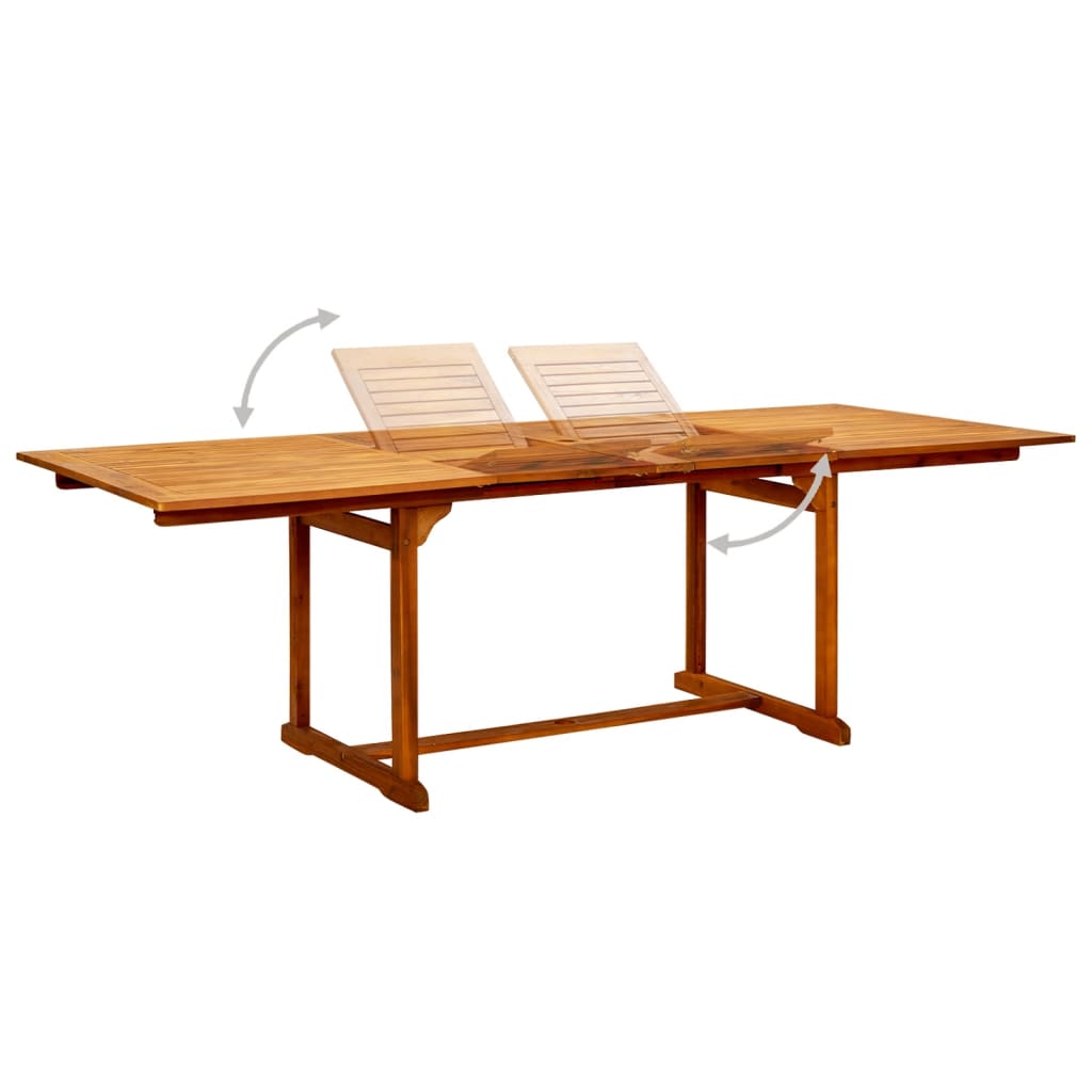 Mesa De Comedor Jardín Madera Maciza Acacia (160-240)X100X75 Cm