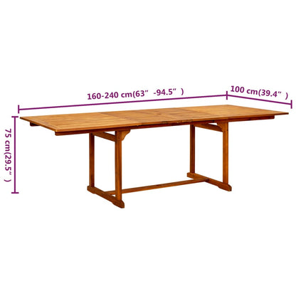 Mesa De Comedor Jardín Madera Maciza Acacia (160-240)X100X75 Cm