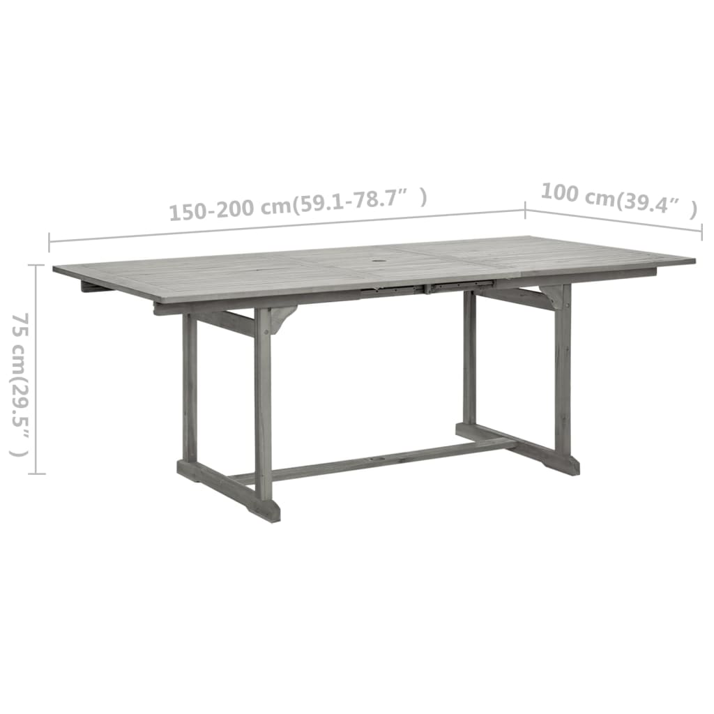 Mesa De Comedor Jardín Madera Maciza Acacia (150-200)X100X75Cm