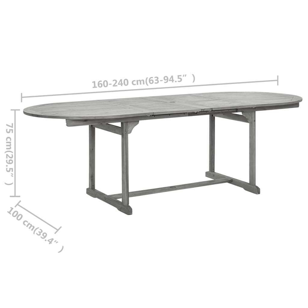 Mesa De Comedor Jardín Madera Maciza Acacia (160-240)X100X75 Cm