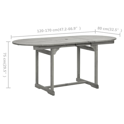 Mesa De Comedor Jardín Madera Maciza Acacia (120-170)X80X75 Cm