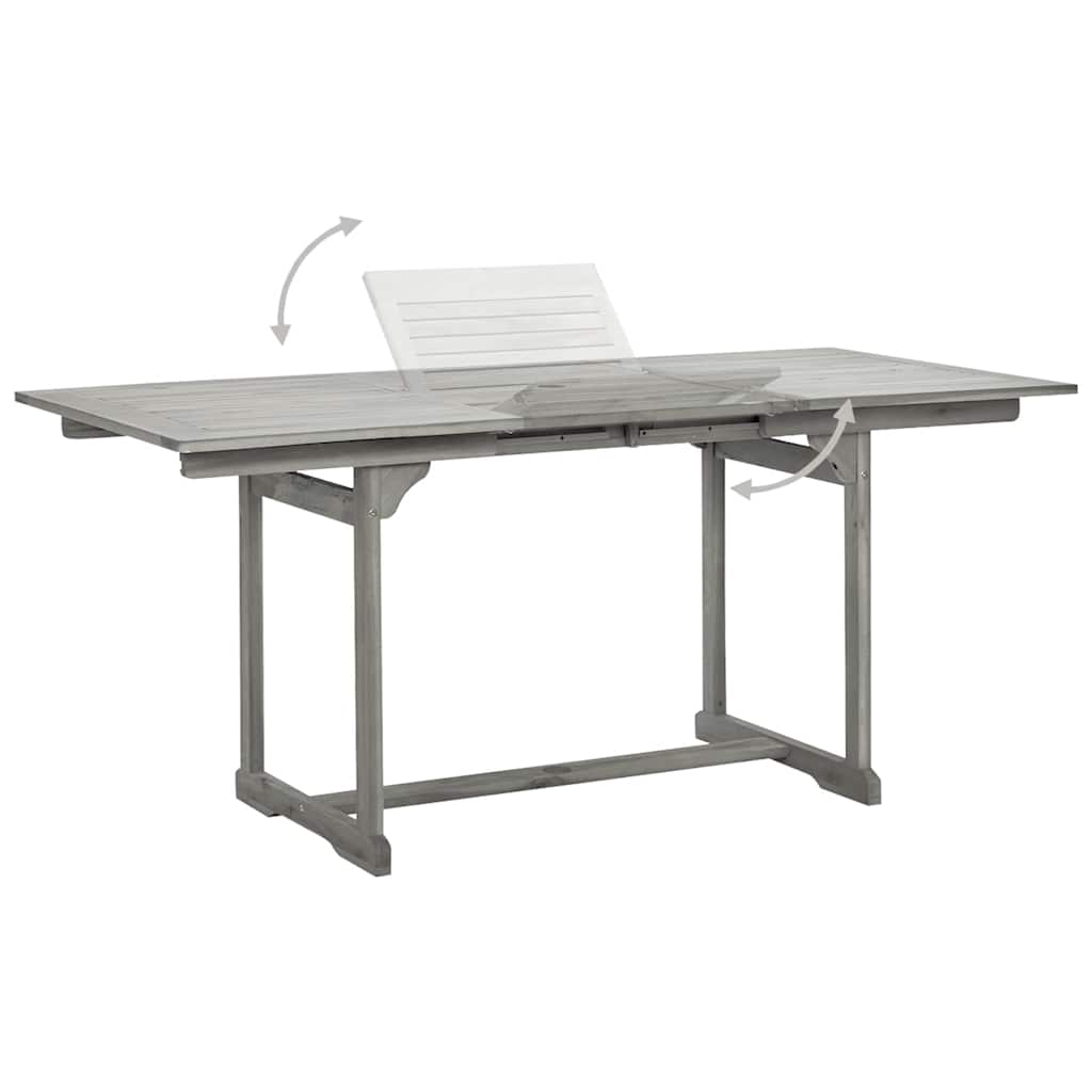 Mesa De Comedor Jardín Madera Maciza Acacia (120-170)X80X75 Cm