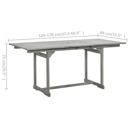 Mesa De Comedor Jardín Madera Maciza Acacia (120-170)X80X75 Cm
