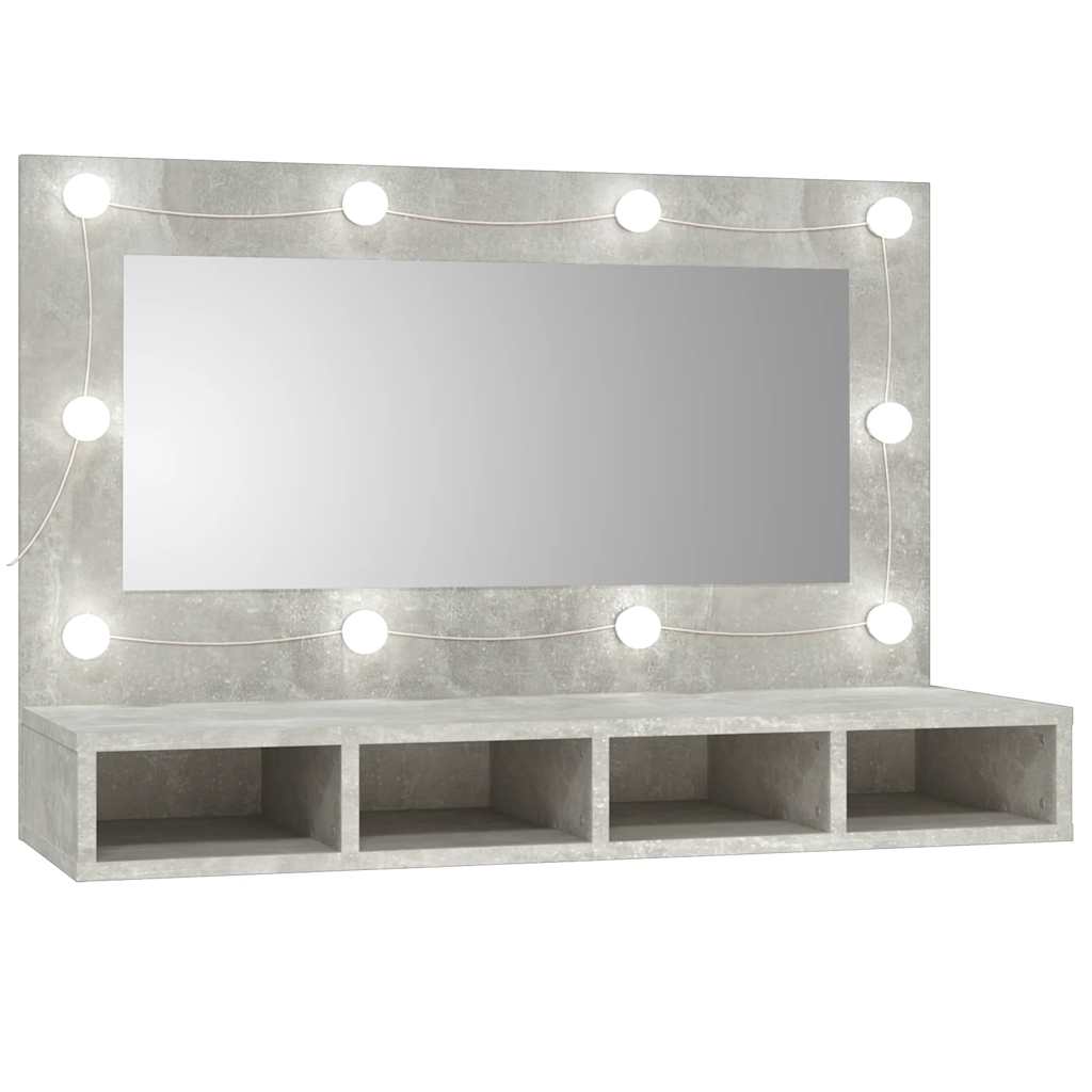 Armario Con Espejo Y Led Roble Artesano 90X31,5X62 Cm