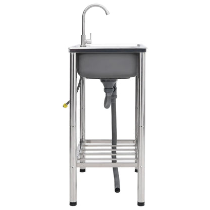 Fregadero De Camping Doble Seno Y Grifo Acero Inoxidable