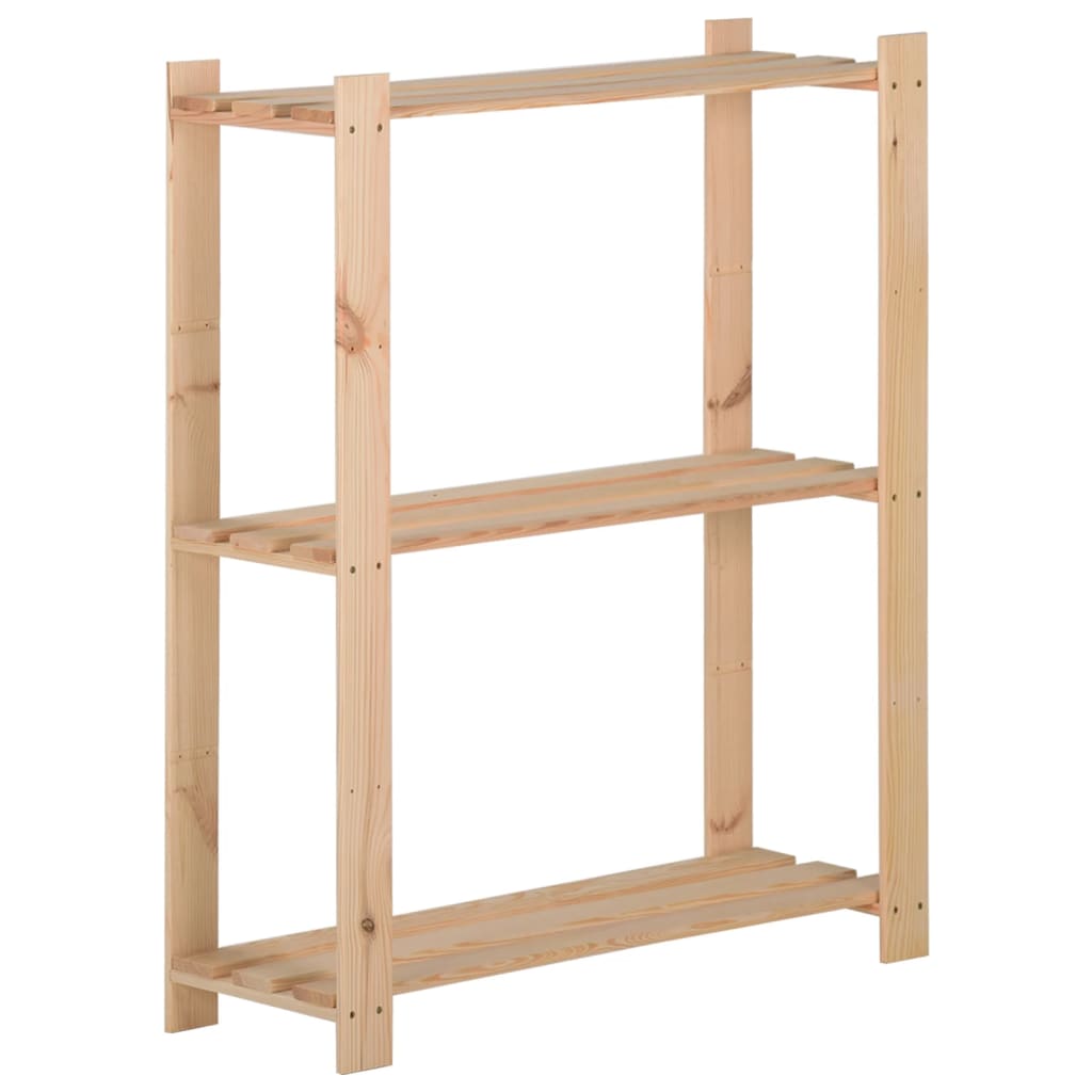 Estantería De 3 Niveles Madera Maciza De Pino