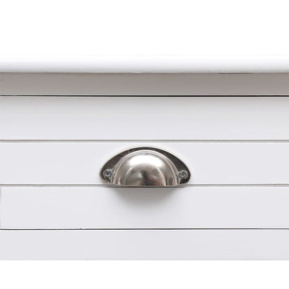 Escritorio De Madera Maciza De Paulownia Blanco 108X45X76 Cm
