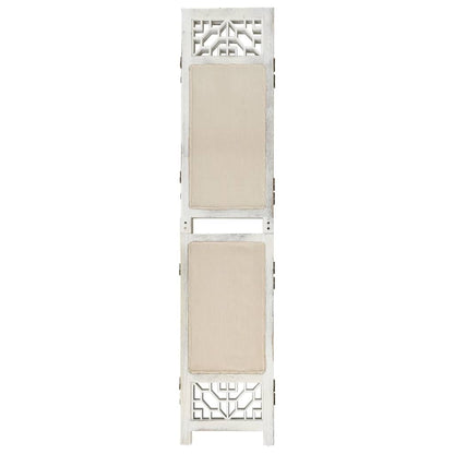 Biombo Divisor De 5 Paneles De Tela Color Crema