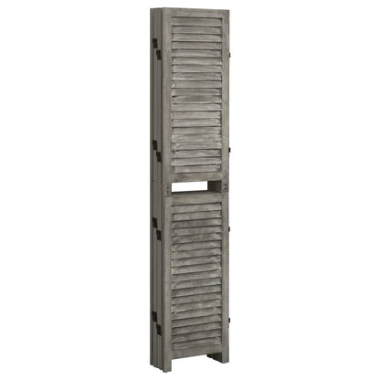 Biombo De 6 Paneles De Madera Maciza Gris